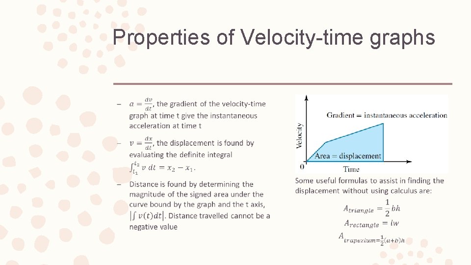 Properties of Velocity-time graphs – – 