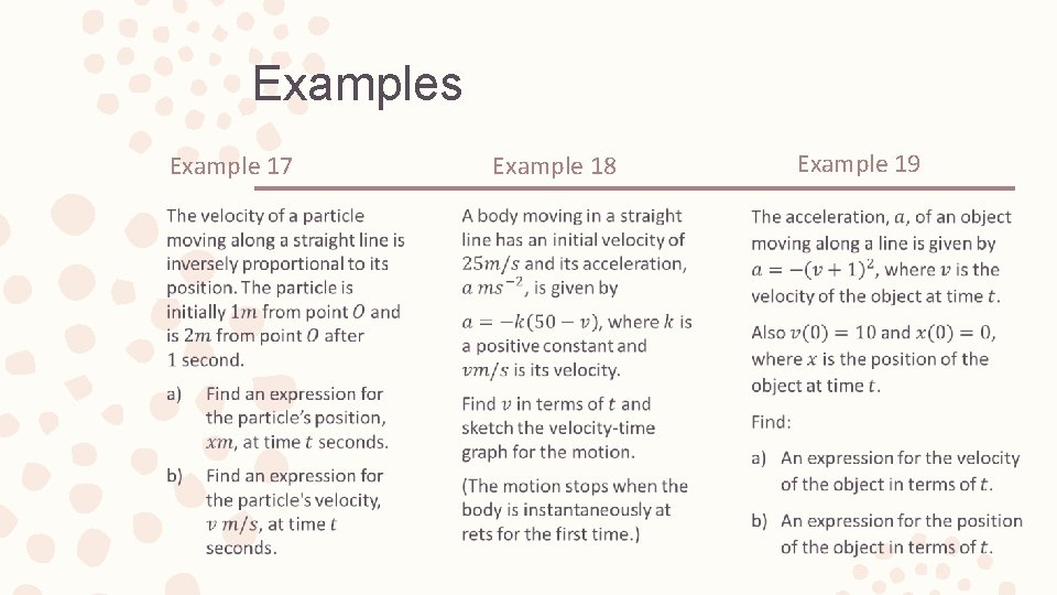 Examples Example 17 – Example 18 Example 19 