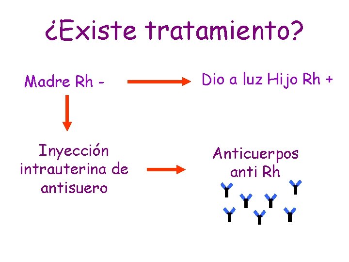 ¿Existe tratamiento? Madre Rh - Inyección intrauterina de antisuero Dio a luz Hijo Rh