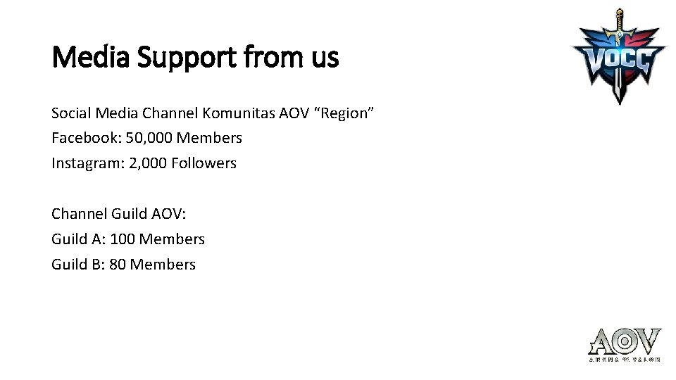 Media Support from us Social Media Channel Komunitas AOV “Region” Facebook: 50, 000 Members