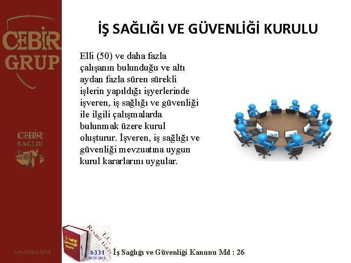 İŞ SAĞLIĞI VE GÜVENLİĞİ KURULU Elli (50) ve daha fazla çalışanın bulunduğu ve altı İŞ SAĞLIĞI VE GÜVENLİĞİ KURULU Elli (50) ve daha fazla çalışanın bulunduğu ve altı