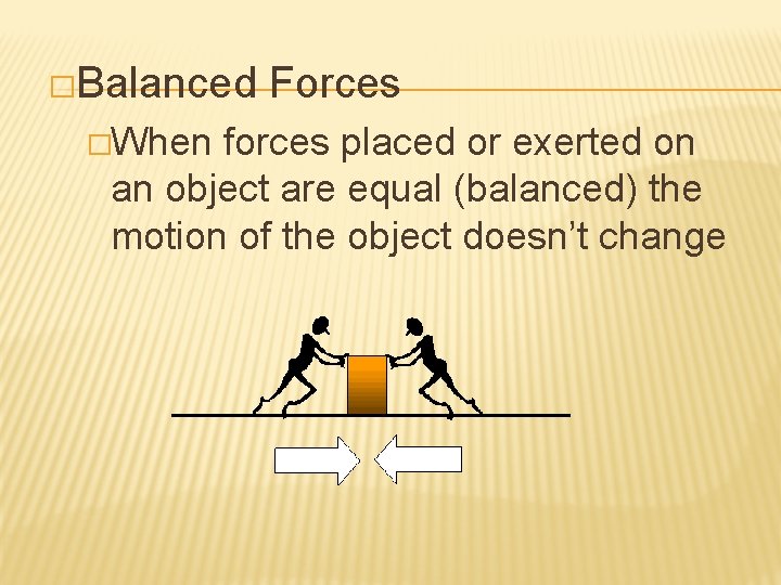 �Balanced �When Forces forces placed or exerted on an object are equal (balanced) the