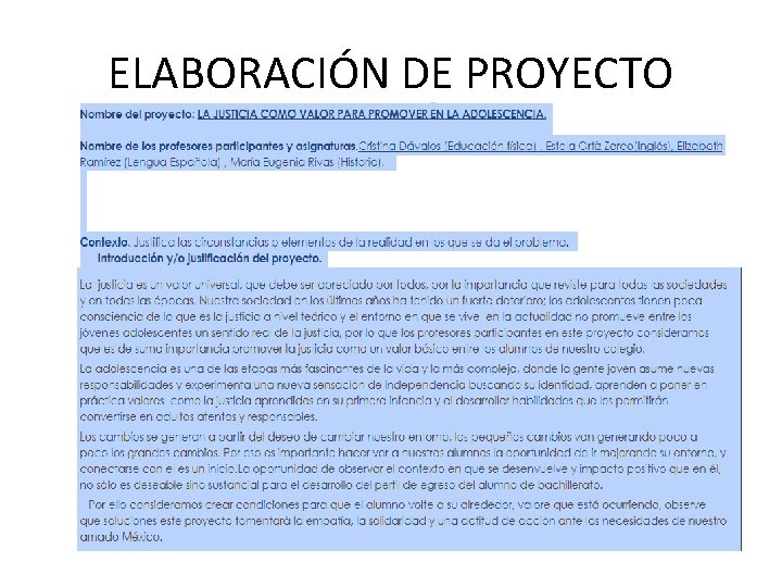 ELABORACIÓN DE PROYECTO 