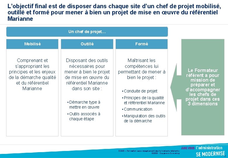 L’objectif final est de disposer dans chaque site d’un chef de projet mobilisé, outillé