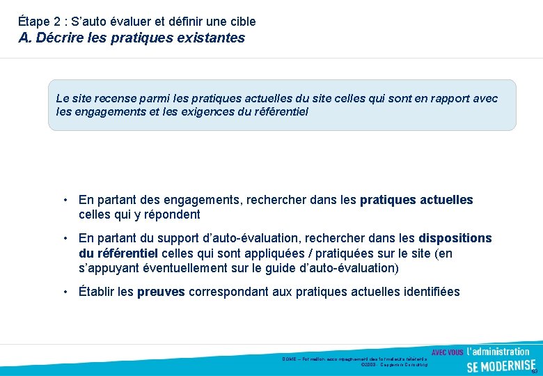 Étape 2 : S’auto évaluer et définir une cible A. Décrire les pratiques existantes