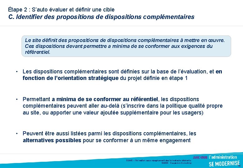 Étape 2 : S’auto évaluer et définir une cible C. Identifier des propositions de