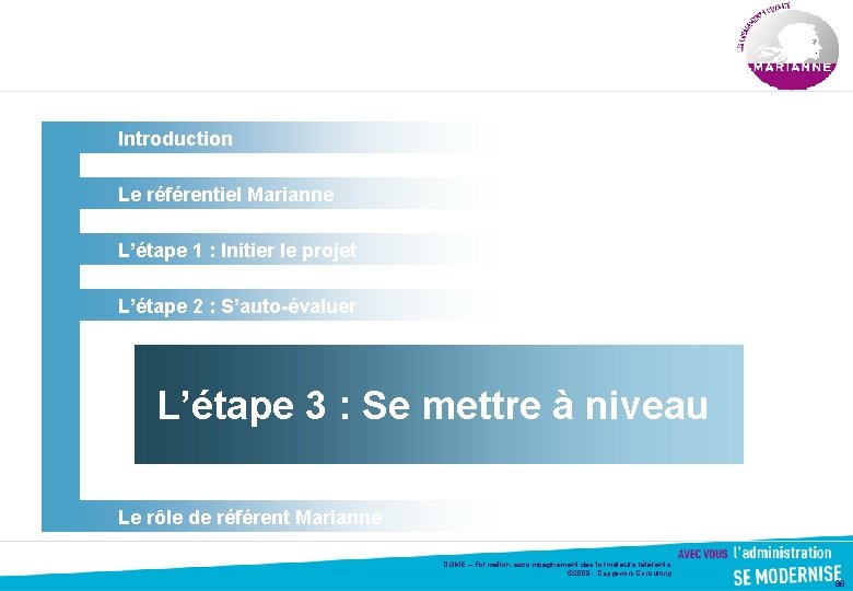 Introduction Le référentiel Marianne L’étape 1 : Initier le projet L’étape 2 : S’auto-évaluer