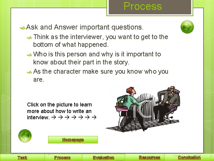 Question The Process Introduction Task Process Evaluation Resources Conclusion Teachers Page
