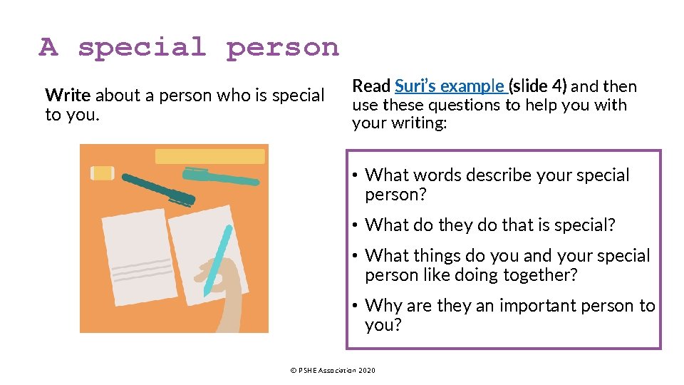 A special person Write about a person who is special to you. Read Suri’s