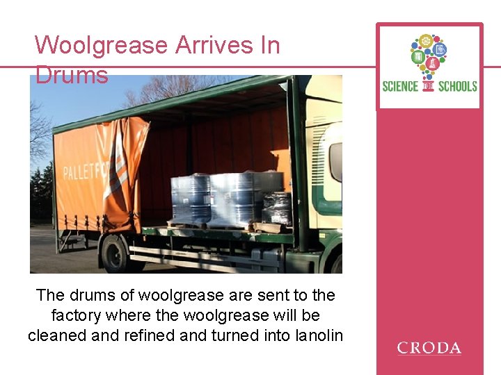 Woolgrease Arrives In Drums The drums of woolgrease are sent to the factory where