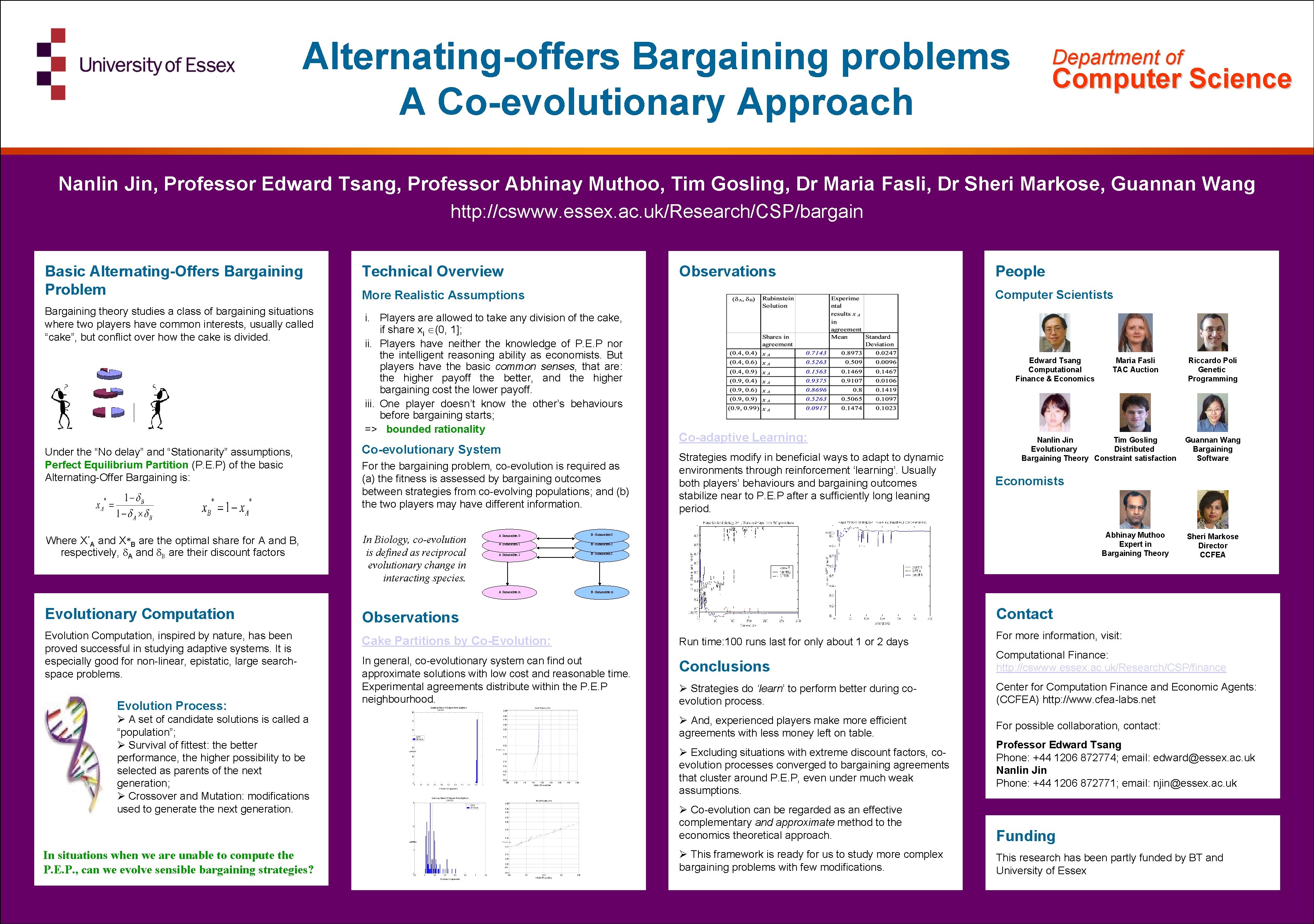 Alternating-offers Bargaining problems A Co-evolutionary Approach Department of Computer Science Nanlin Jin, Professor Edward