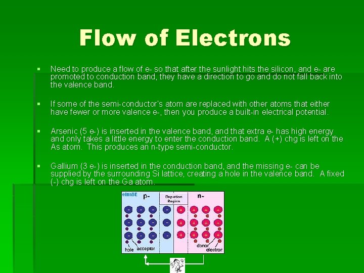 Flow of Electrons § Need to produce a flow of e- so that after