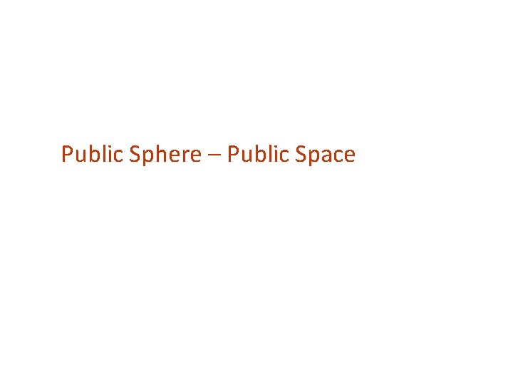 Public Sphere – Public Space 