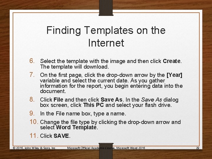 Finding Templates on the Internet 6. Select the template with the image and then