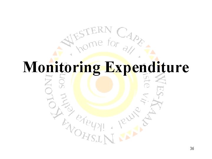 Monitoring Expenditure 36 