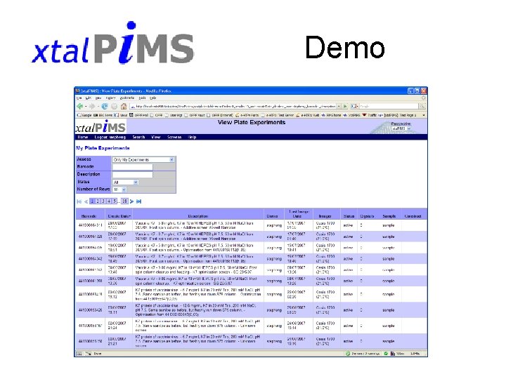 Pims Database Managing crystallization experiments within PIMS What is it
