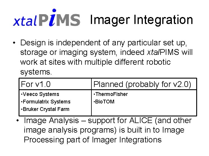 Pims Database Managing crystallization experiments within PIMS What is it