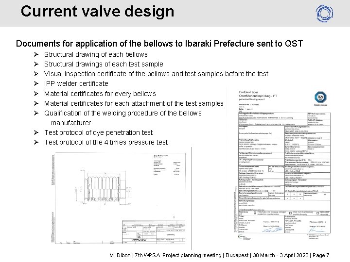 Current valve design Documents for application of the bellows to Ibaraki Prefecture sent to