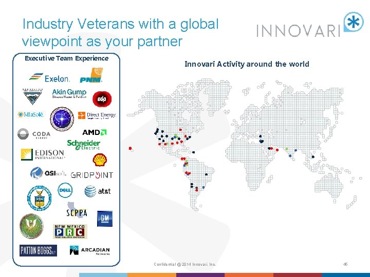 Industry Veterans with a global viewpoint as your partner Executive Team Experience Innovari Activity