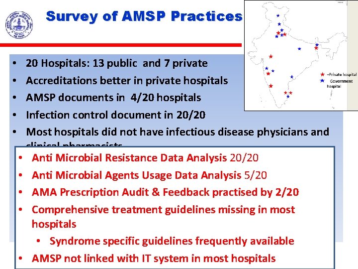 Survey of AMSP Practices 2013 • • • 20 Hospitals: 13 public and 7