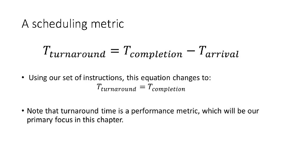 A scheduling metric • 