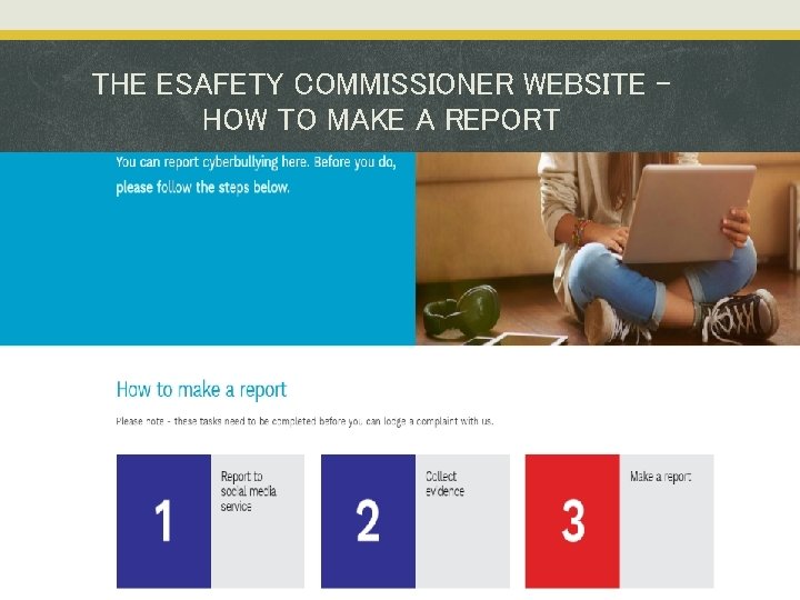THE ESAFETY COMMISSIONER WEBSITE – HOW TO MAKE A REPORT 