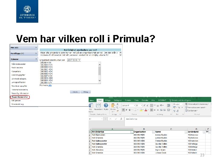 Vem har vilken roll i Primula? 23 