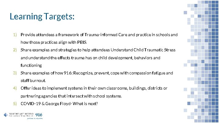 Implementing a Trauma Informed School Introductions Who we
