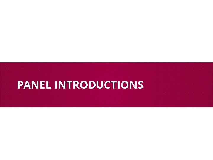 PANEL INTRODUCTIONS 