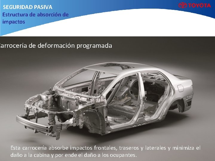 SEGURIDAD PASIVA Estructura de absorción de impactos Carrocería de deformación programada Esta carrocería absorbe