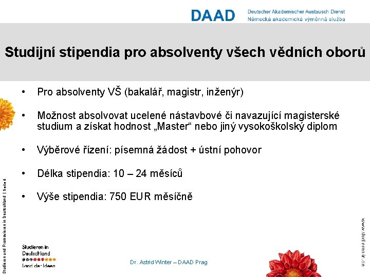 Studieren und Promovieren in Deutschland | Seite 6 Studijní stipendia pro absolventy všech vědních