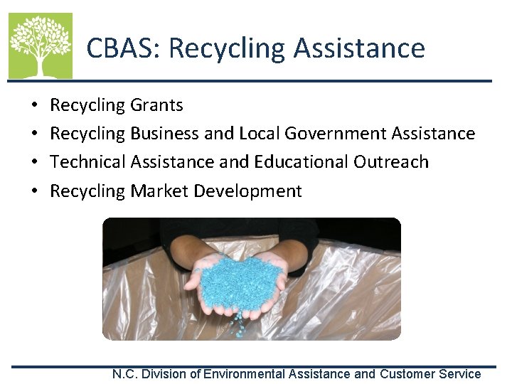 CBAS: Recycling Assistance • • Recycling Grants Recycling Business and Local Government Assistance Technical