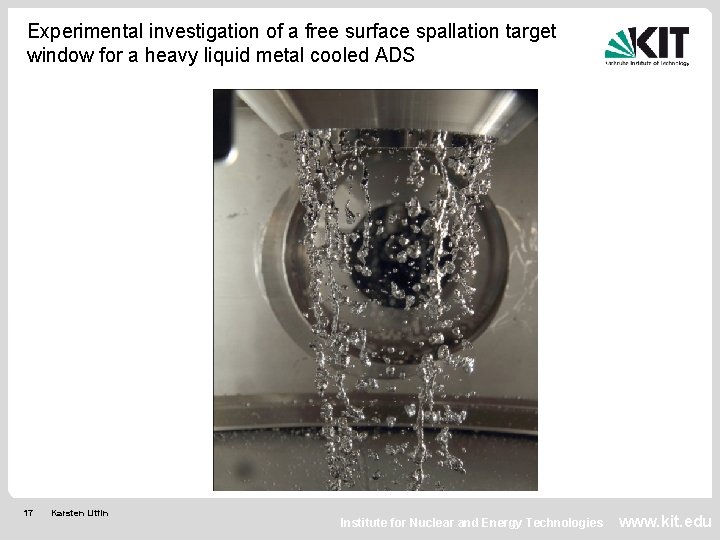 Experimental investigation of a free surface spallation target window for a heavy liquid metal