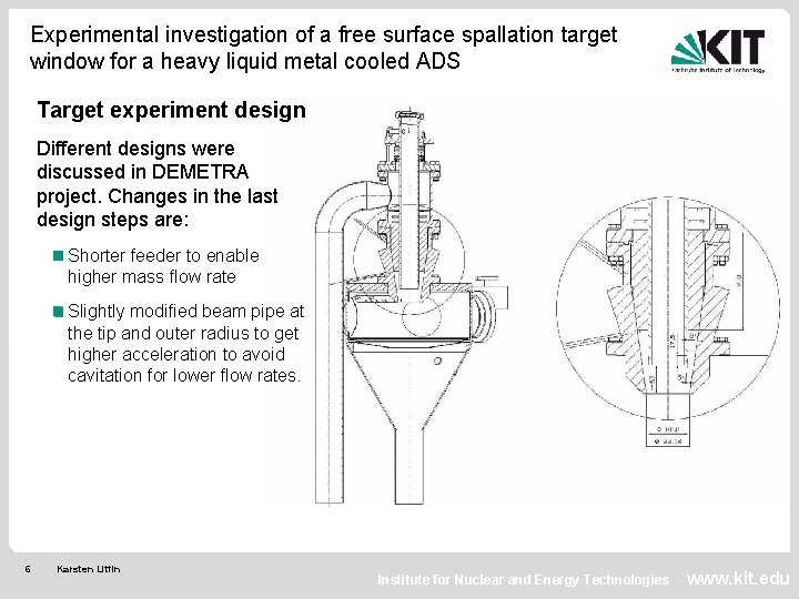 Experimental investigation of a free surface spallation target window for a heavy liquid metal