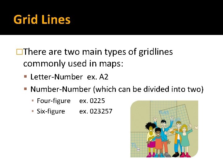 Grid Lines �There are two main types of gridlines commonly used in maps: Letter-Number
