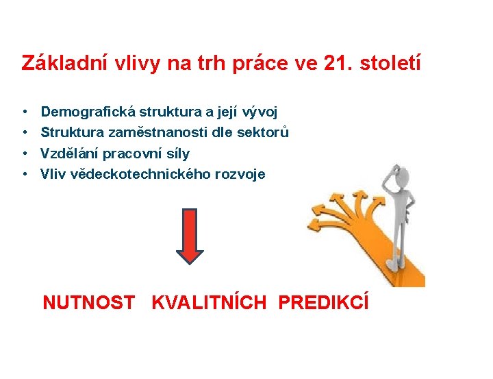 Základní vlivy na trh práce ve 21. století • • Demografická struktura a její