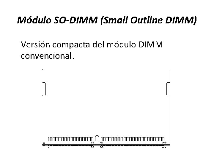 Módulo SO-DIMM (Small Outline DIMM) Versión compacta del módulo DIMM convencional. 