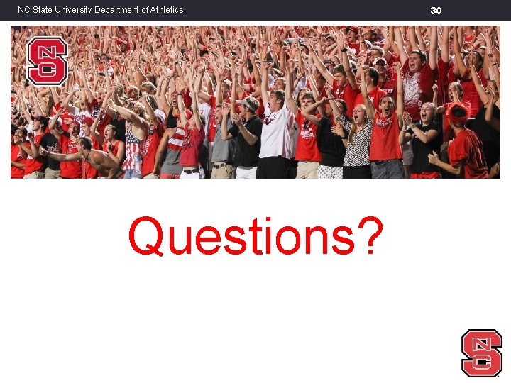 NC State University Department of Athletics Questions? 30 
