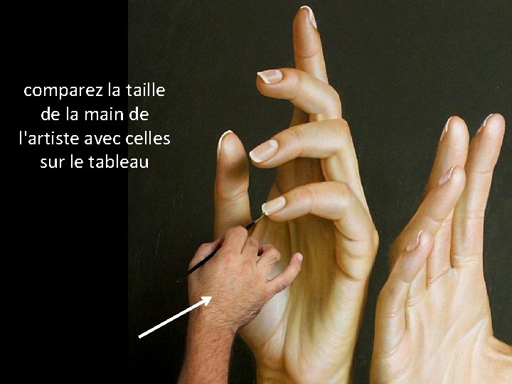 comparez la taille de la main de l'artiste avec celles sur le tableau 