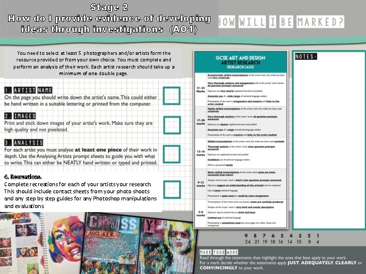 Stage 2 How do I provide evidence of developing ideas through investigations (AO 1) Stage 2 How do I provide evidence of developing ideas through investigations (AO 1)