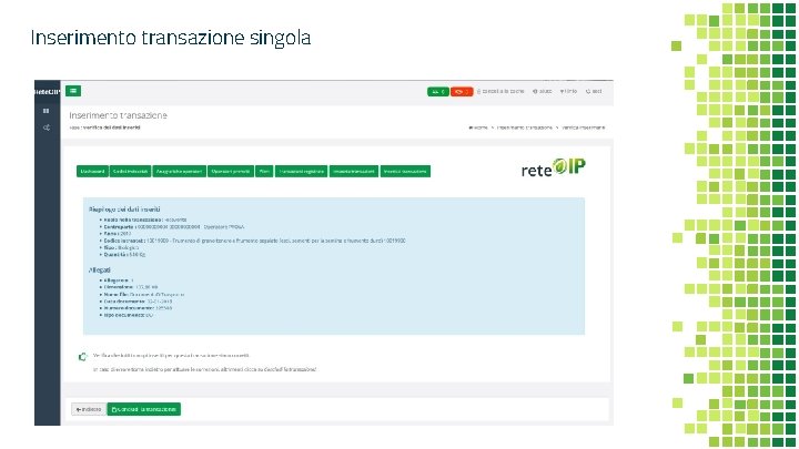 Inserimento transazione singola 