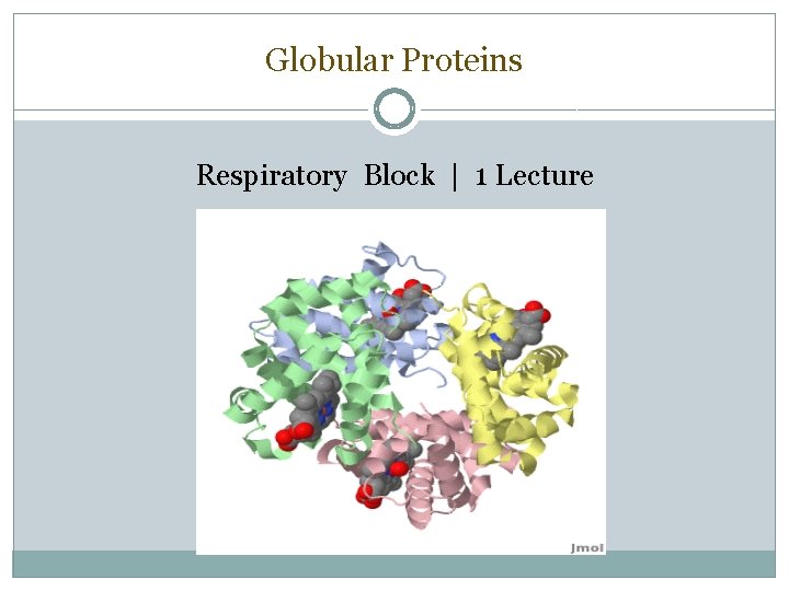 Globular Proteins Respiratory Block | 1 Lecture 
