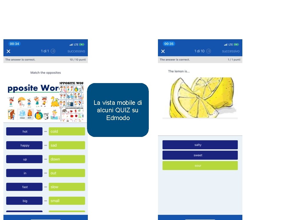 La vista mobile di alcuni QUIZ su Edmodo 