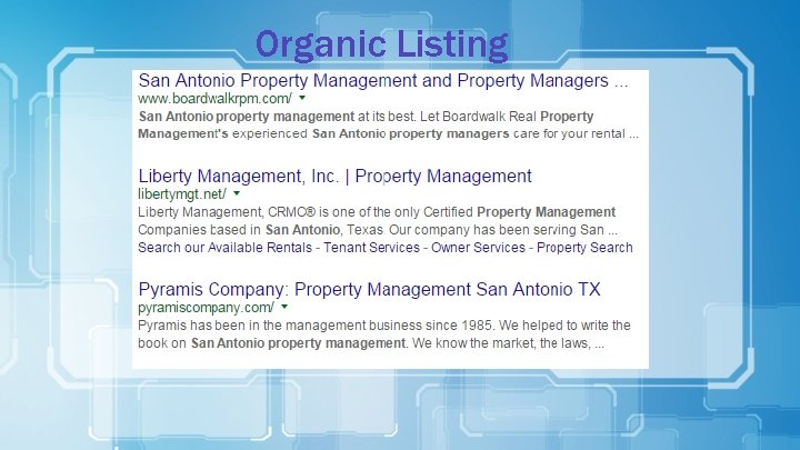 Organic Listing 