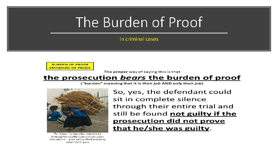The Burden of Proof In criminal cases 