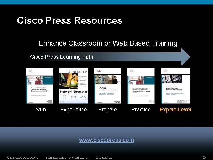 Cisco Press Resources Enhance Classroom or Web-Based Training Cisco Press Learning Path Learn Experience
