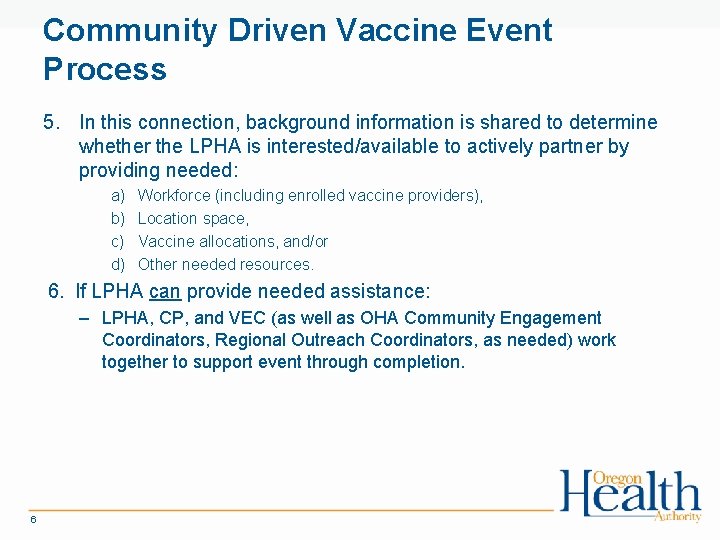 Community Driven Vaccine Event Process 5. In this connection, background information is shared to