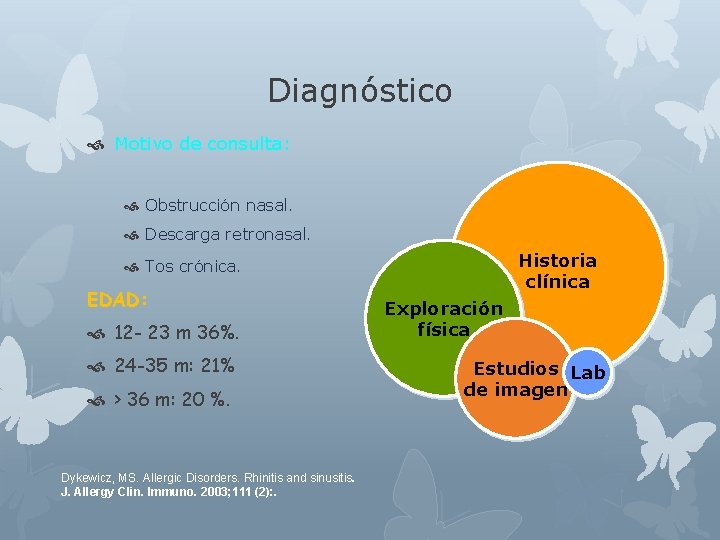 Diagnóstico Motivo de consulta: Obstrucción nasal. Descarga retronasal. Historia clínica Tos crónica. EDAD: 12