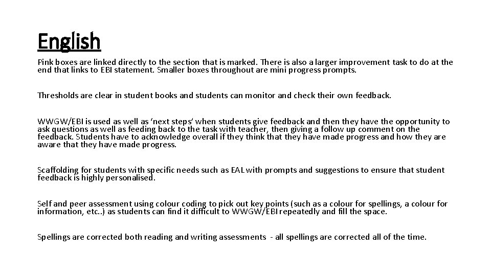 English Pink boxes are linked directly to the section that is marked. There is