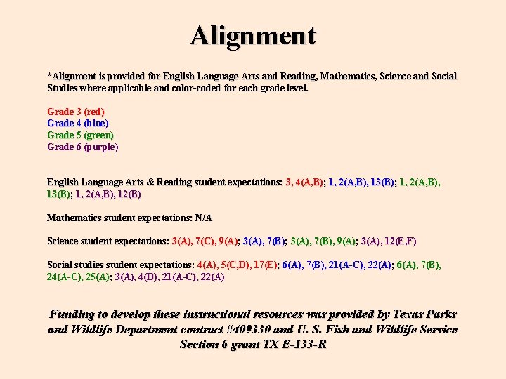 Alignment *Alignment is provided for English Language Arts and Reading, Mathematics, Science and Social